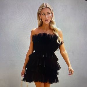 Lille Strapless Tulle Mini Dress - Black (NEVER WORN)